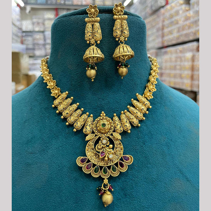 Sona Creation Gold Plated Kundan Stone And Pearls Necklace Set