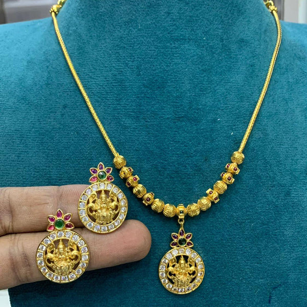 Sona Creation Gold Plated Pota Stone Temple Necklace Set