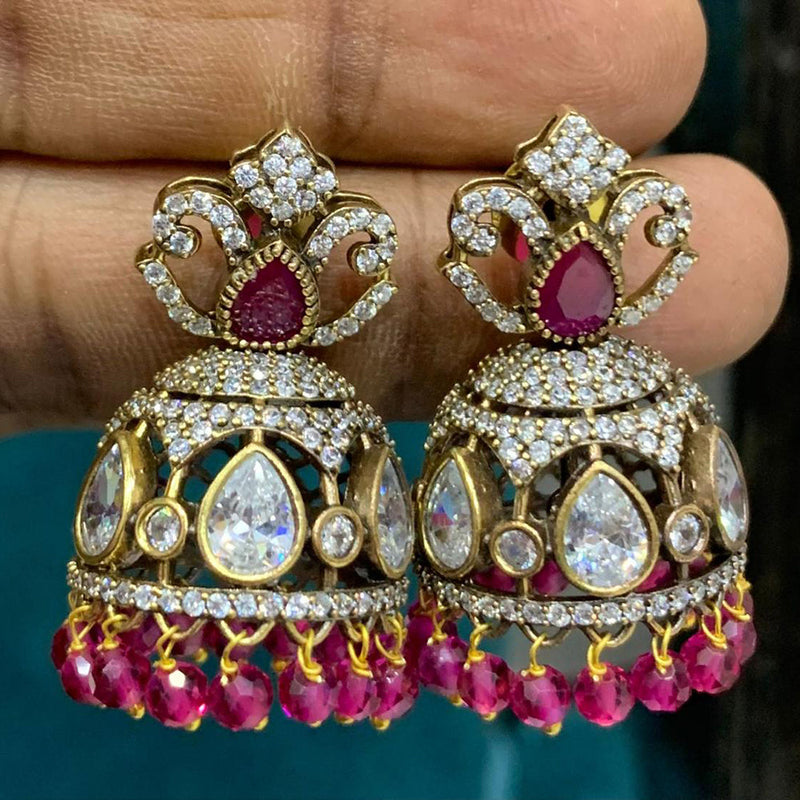 Sona Creation Gold Plated Austrian Stone And Pearls Jhumki Earrings