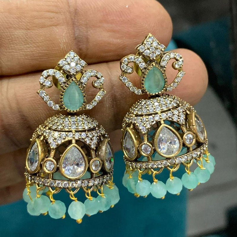 Sona Creation Gold Plated Austrian Stone And Pearls Jhumki Earrings