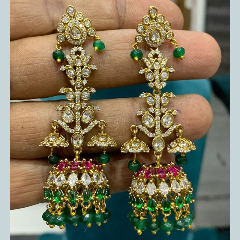 Sona Creation Gold Plated Polki Kundan And Pearls Jhumki Earrings