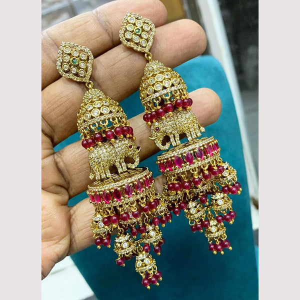 Sona Creation Gold Plated Polki Kundan And Pearls Jhumki Earrings