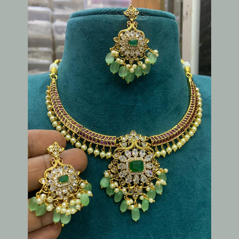 Sona Creation Gold Plated AD Choker Necklace Set