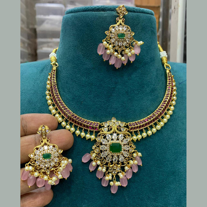 Sona Creation Gold Plated AD Choker Necklace Set