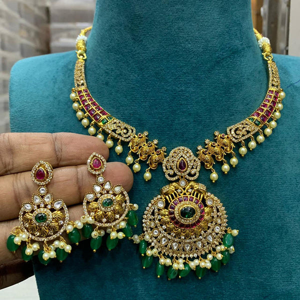 Sona Creation Gold Plated AD  Necklace Set