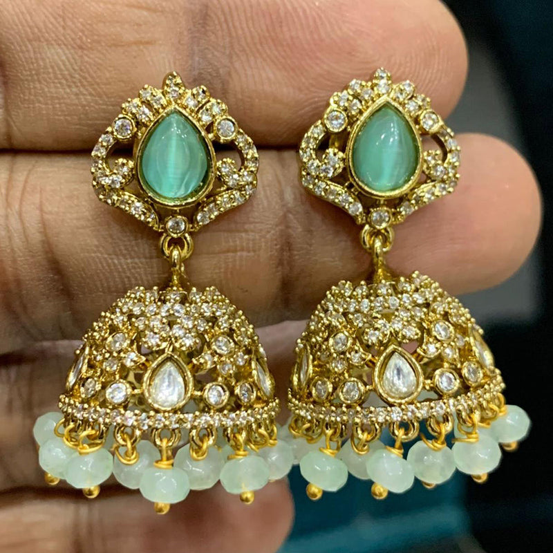 Sona Creation Gold Plated AD Jhumki Earrings