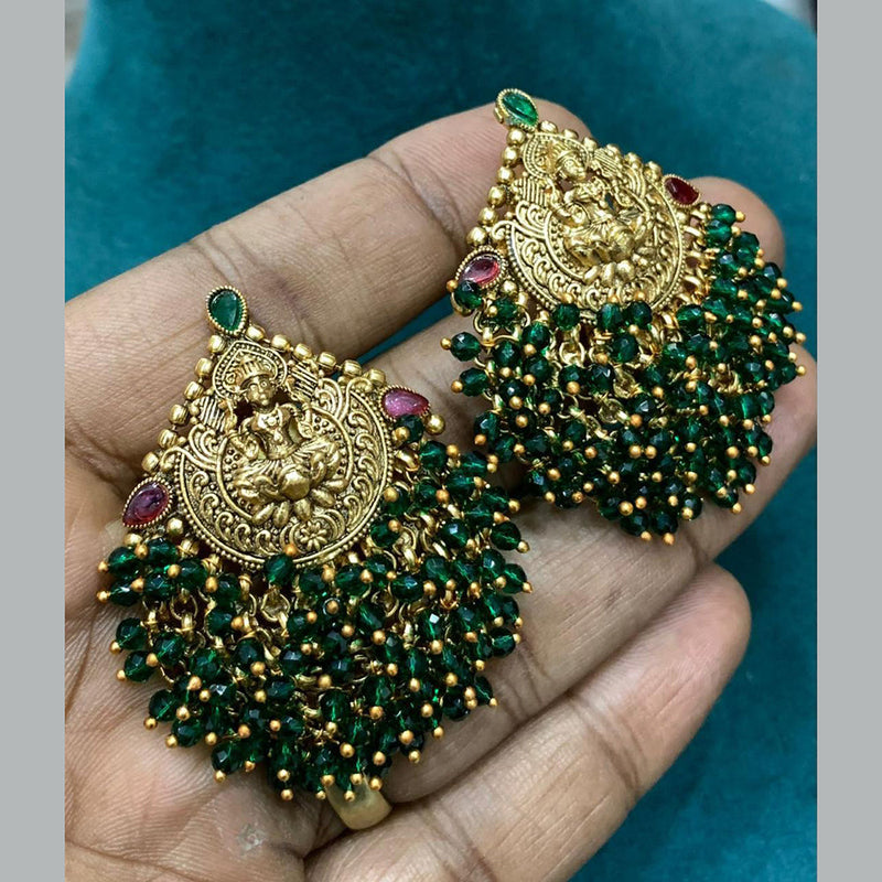 Sona Creation Gold Plated Kundan Stone Pearls Temple Dangler Earrings