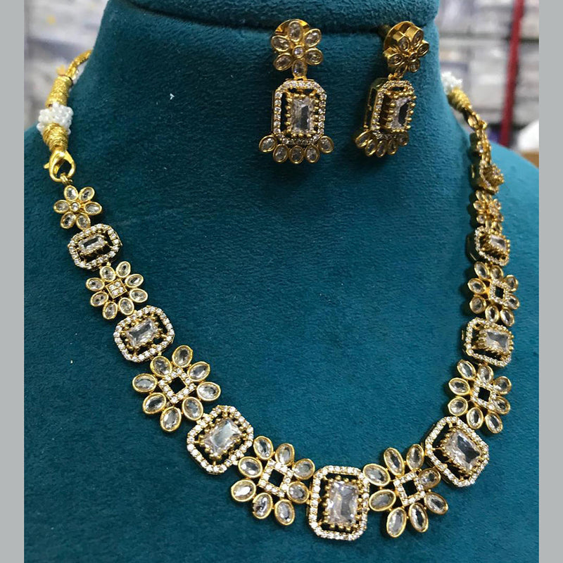 Sona Creation Gold Plated American Diamond Necklace Set