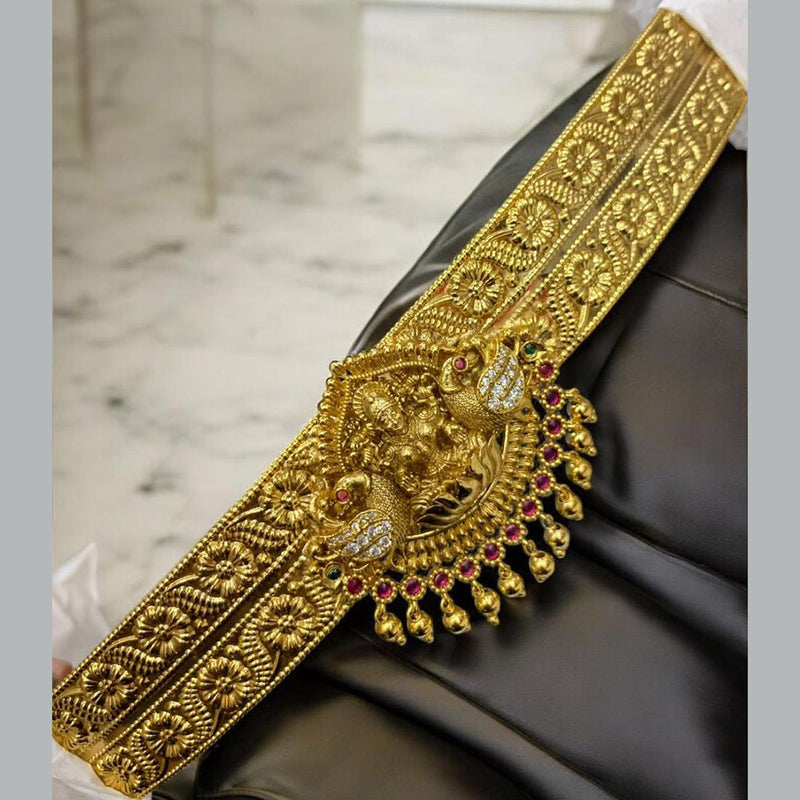 Sona Creation Gold Plated Austrian Stone And Pearls Temple Kamarband