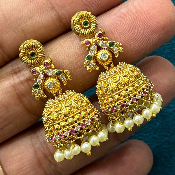 Sona Creation Gold Plated Austrian Stone Jhumki Earrings