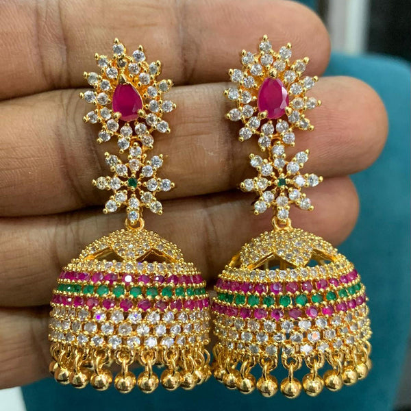 Sona Creation Gold Plated Austrian Stone Jhumki Earrings