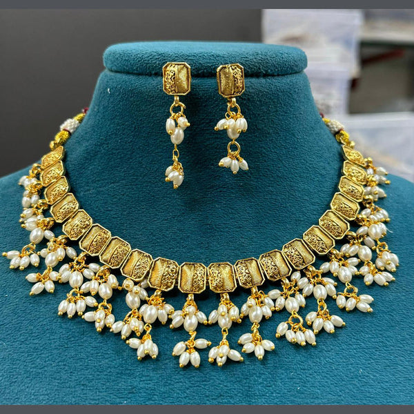 Sona Creation Gold Plated Pearl Necklace Set