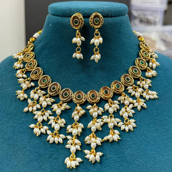 Sona Creation Gold Plated Pearl Necklace Set