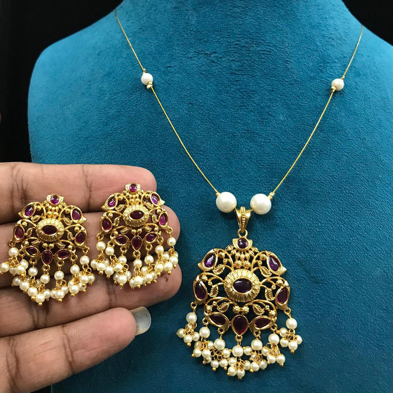 Sona Creation Gold Plated Pendant Set