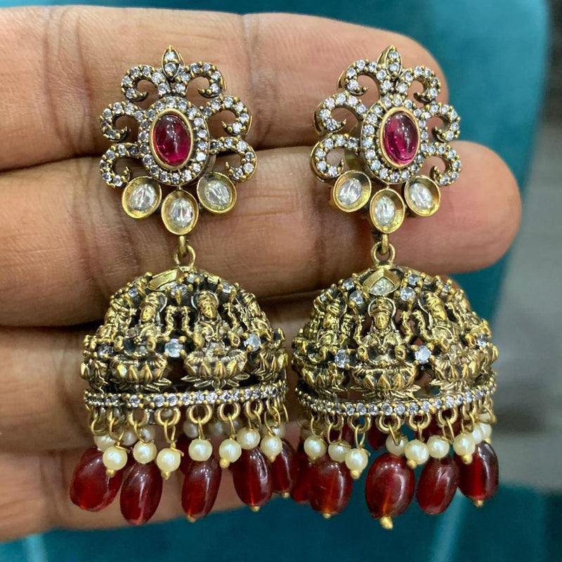 Sona Creation Gold Plated American Diamond Jhumki Earrings