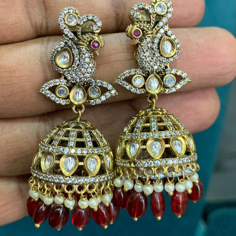 Sona Creation Gold Plated American Diamond Jhumki Earrings