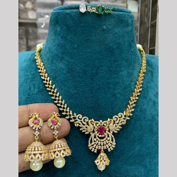 Sona Creation Gold Plated AD Necklace Set