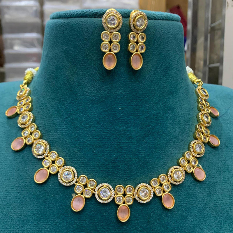 Sona Creation Gold Plated Polki Kundan Stone Necklace Set