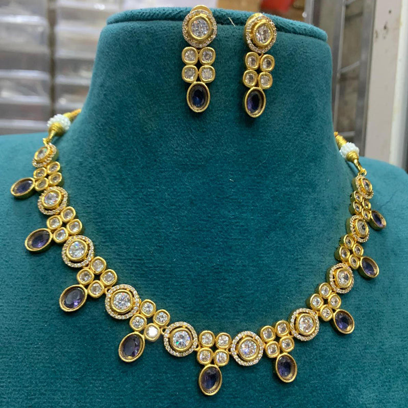 Sona Creation Gold Plated Polki Kundan Stone Necklace Set