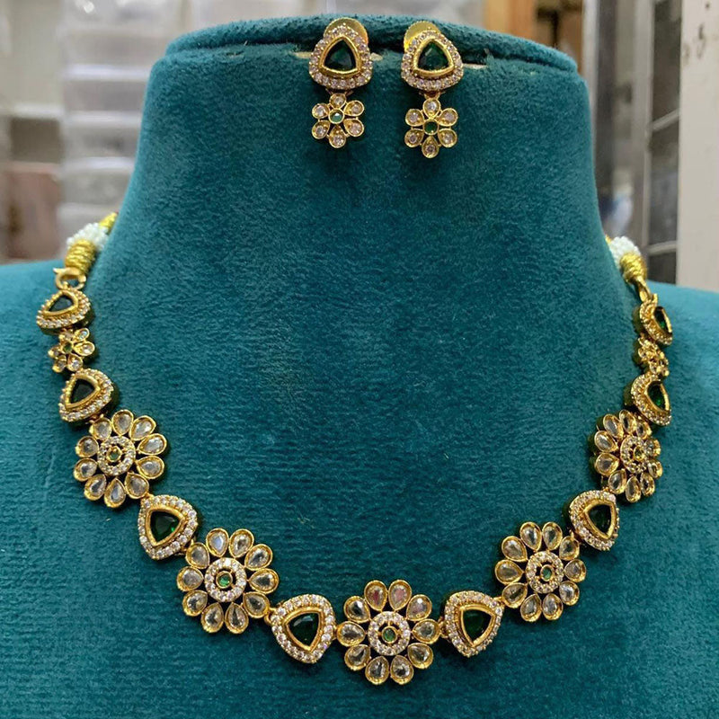 Sona Creation Gold Plated Polki Kundan Stone Necklace Set