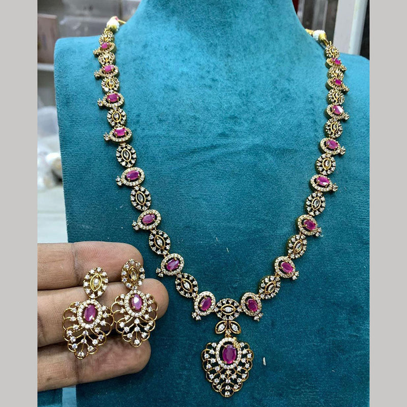 Sona Creation Gold Plated AD And Austrian Stone Necklace Set