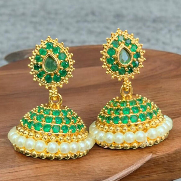 Sona Creation Gold Plated Austrian Stone And Pearl Jhumki Earrings