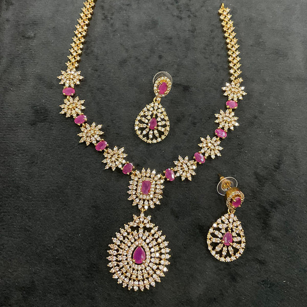 Sona Creation Gold Plated AD Necklace Set