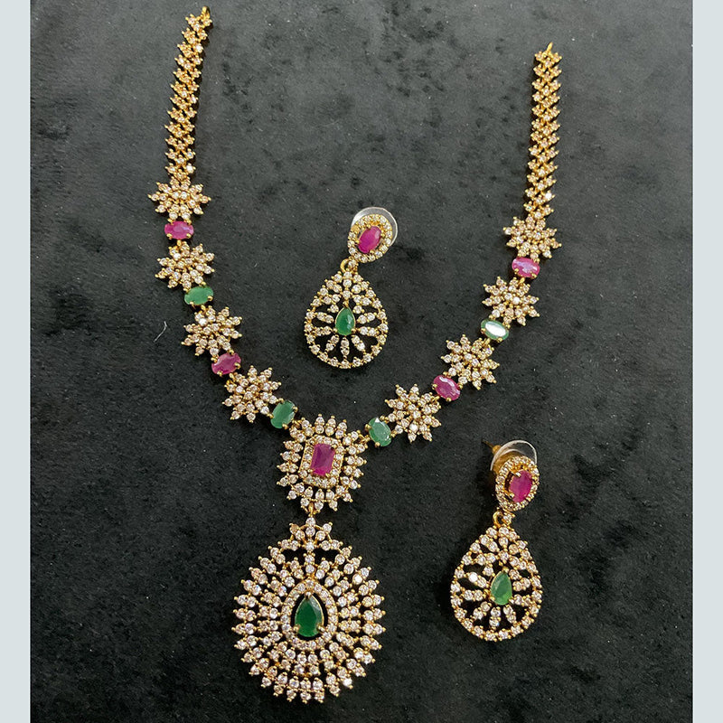 Sona Creation Gold Plated AD Necklace Set