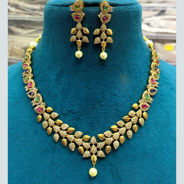 Sona Creation Gold Plated AD Necklace Set