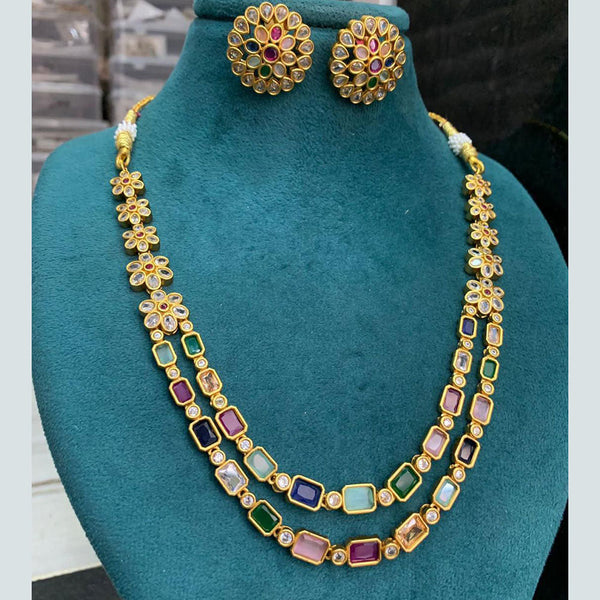 Sona Creation Gold Plated Crystal  Stone Necklace Set