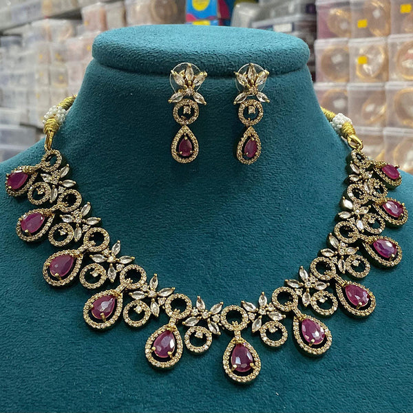 Sona Creation Gold Plated AD Necklace Set