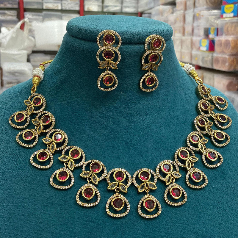 Sona Creation Gold Plated AD Necklace Set