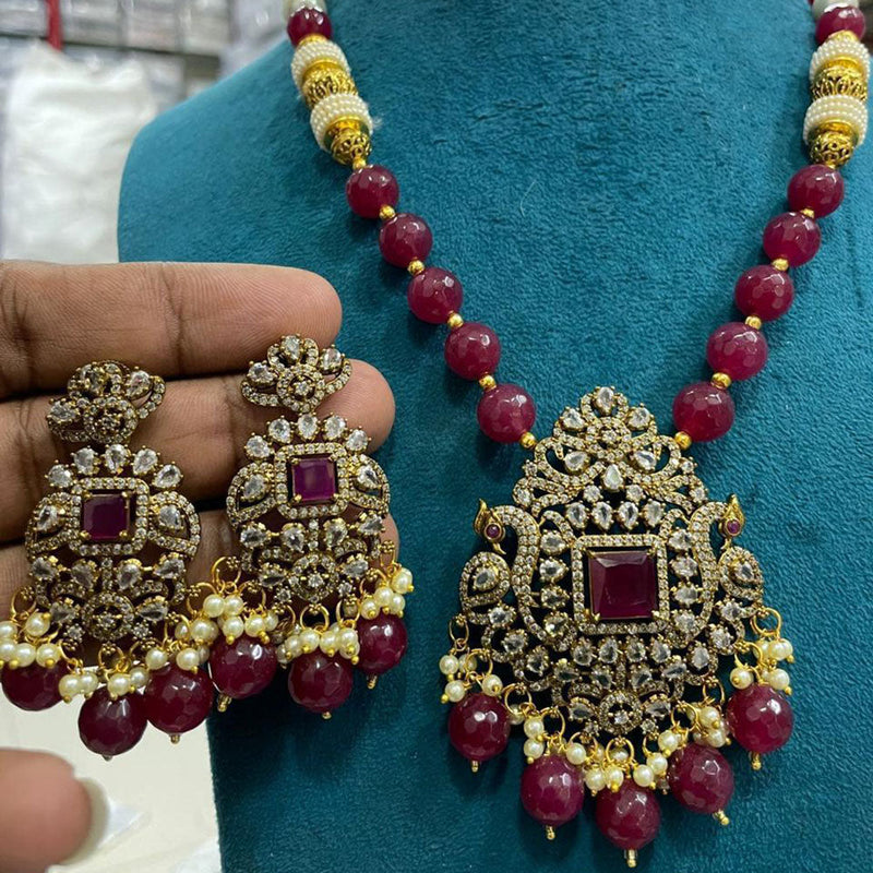 Sona Creation Gold Plated AD Necklace Set