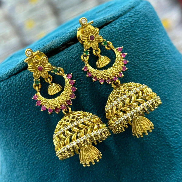 Sona Creation Gold Plated Austrian Stone Jhumki Earrings