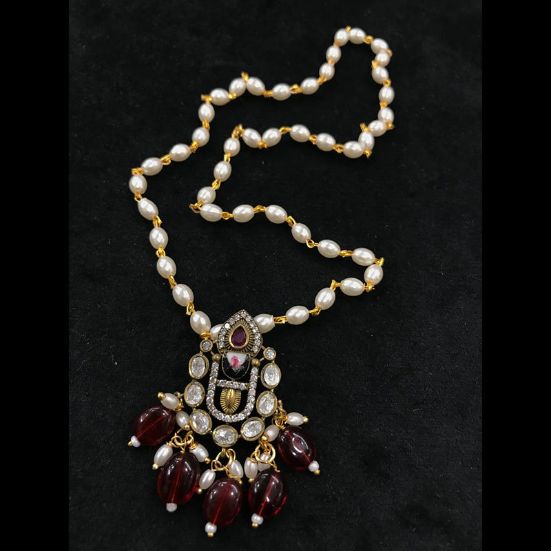 Sona Creation Gold Plated Pearl And Beads Necklace Set