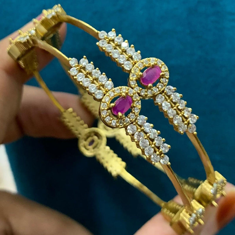 Sona Creation Gold Plated Crystal Stone Bangle Set