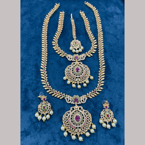 Sona Creation Gold Plated Austrian Stone Double Necklace Set