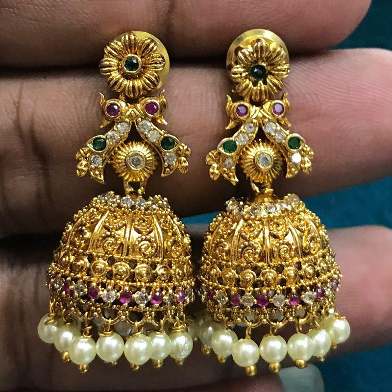 Sona Creation Gold Plated Austrian Stone Jhumki Earrings