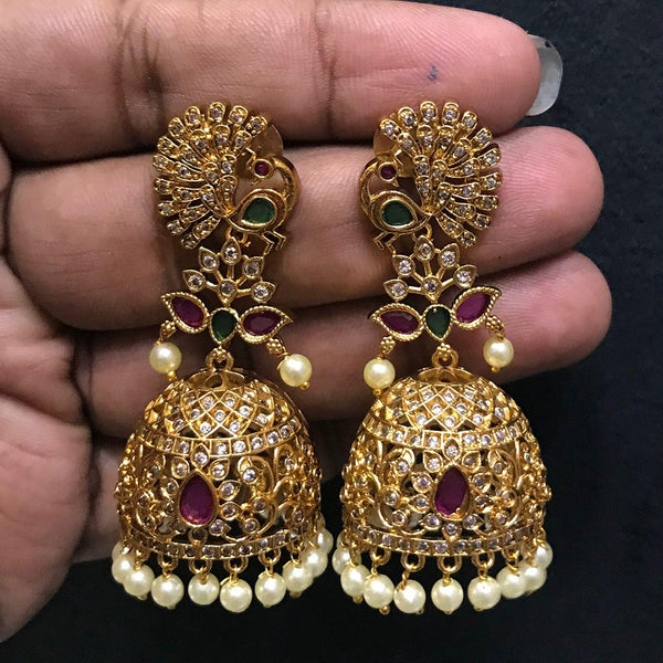 Sona Creation Gold Plated Austrian Stone Jhumki Earrings