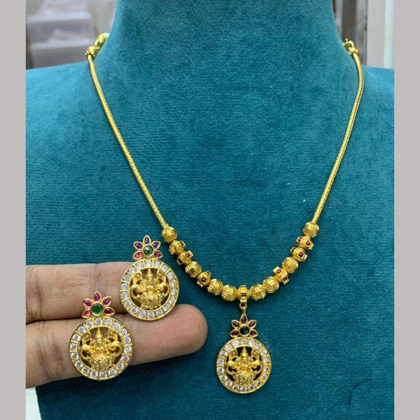 Sona Creation Gold Plated Pota Stone And Temple Necklace Set