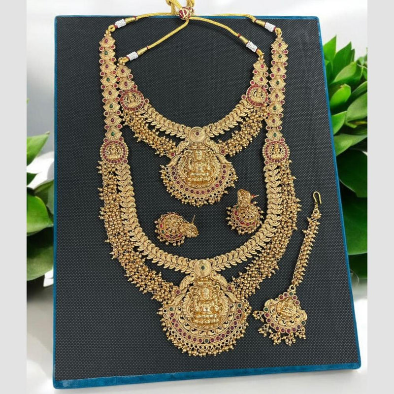 Sona Creation Gold Plated Temple Necklace Combo Set