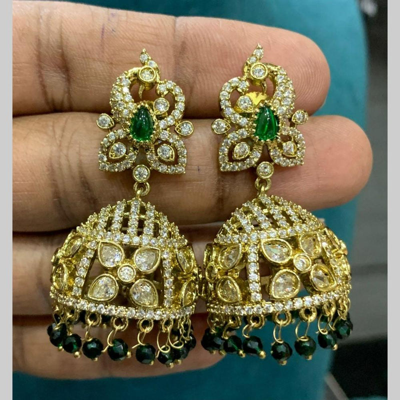 Sona Creation Gold Plated AD Stone Jhumki Earrings