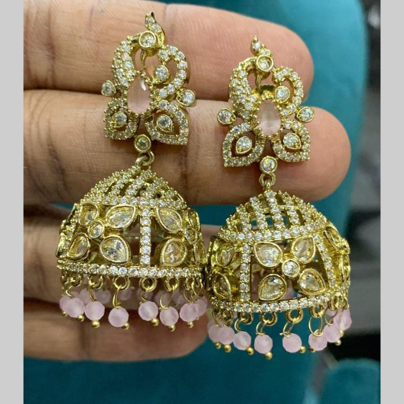 Sona Creation Gold Plated AD Stone Jhumki Earrings