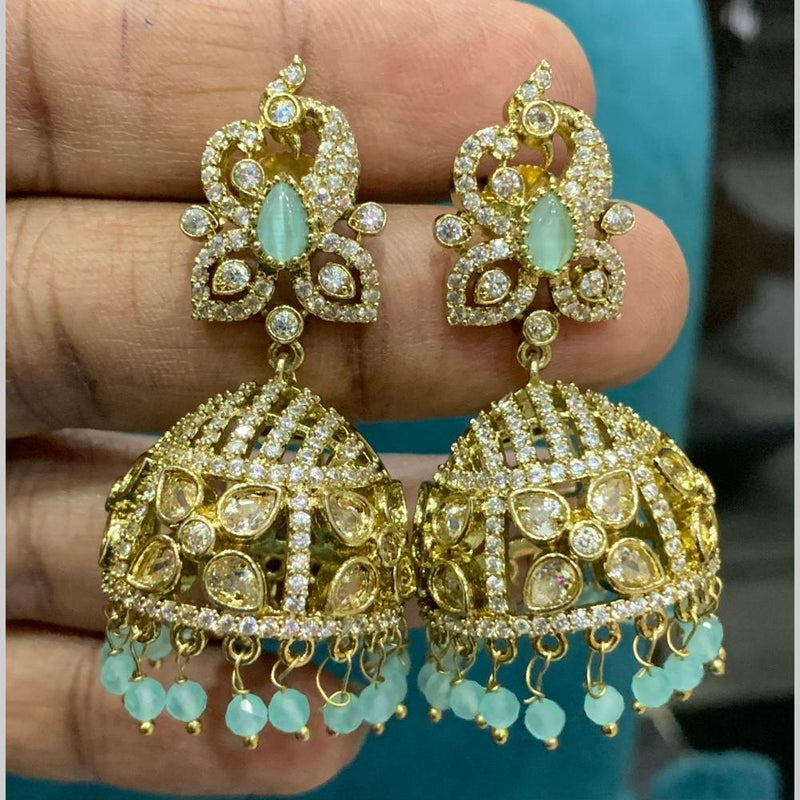 Sona Creation Gold Plated AD Stone Jhumki Earrings