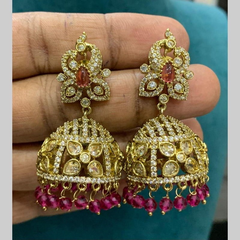 Sona Creation Gold Plated AD Stone Jhumki Earrings