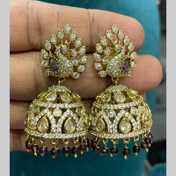 Sona Creation Gold Plated AD Stone Jhumki Earrings