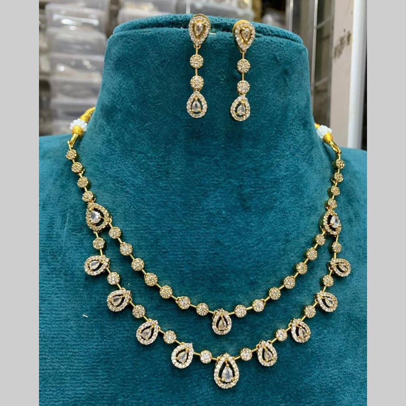 Sona Creation Gold Plated AD Stone Necklace Set