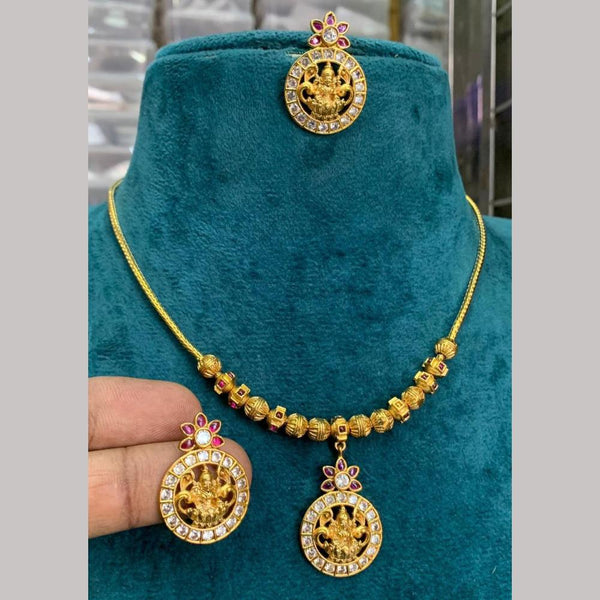 Sona Creation Gold Plated Austrian Stone Temple  Necklace Set