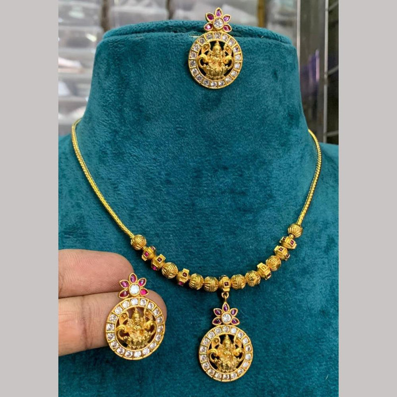 Sona Creation Gold Plated Austrian Stone Temple  Necklace Set