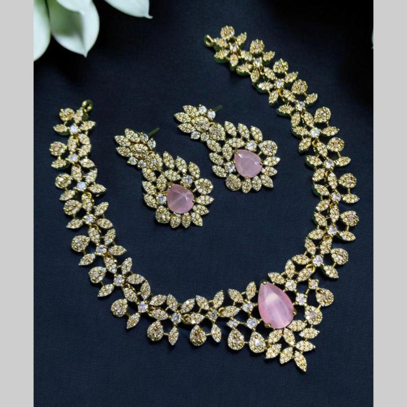 Sona Creation Gold Plated AD Stone Necklace Set